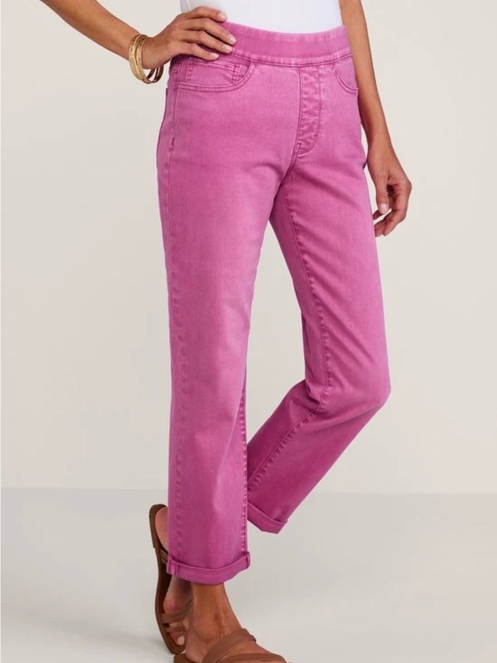Soft Surroundings Ultimate Denim Pull On Pants Jeans Rose Pink Sz. Small